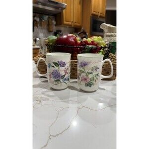 Rose of England Fine Bone China Mug/Cup Variety Floral Lilac Set of 2